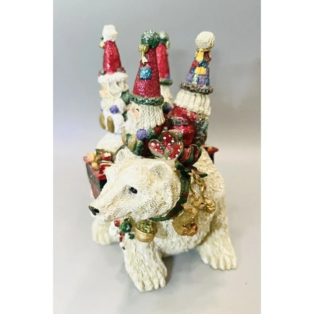 Polar Bear & Santa Cheese Spreaders Set Christmas Mail Delivery Resin Stainless